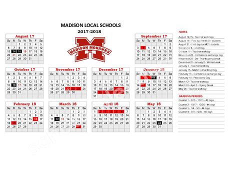 Madison 321 Calendar